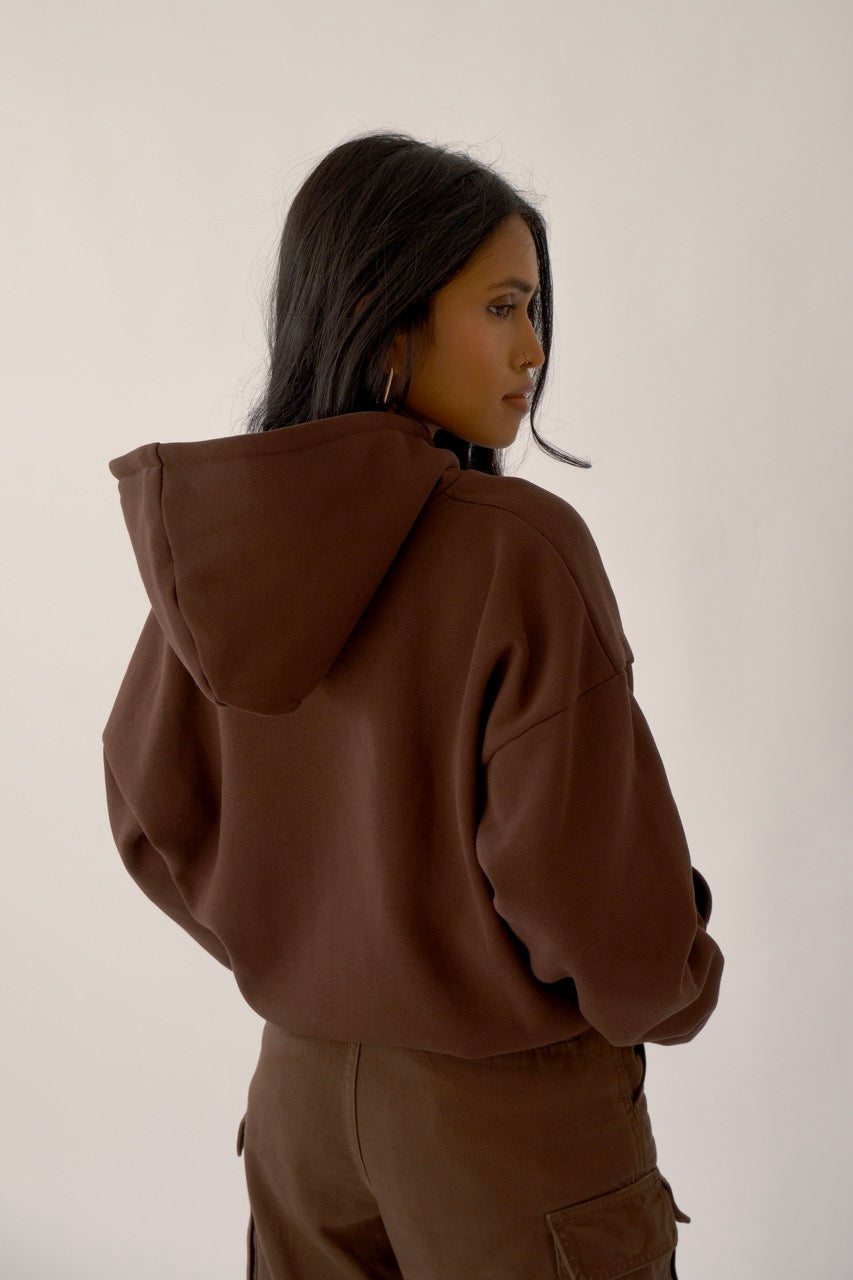 Boxy Unisex Oversized Hoodie - Mocha