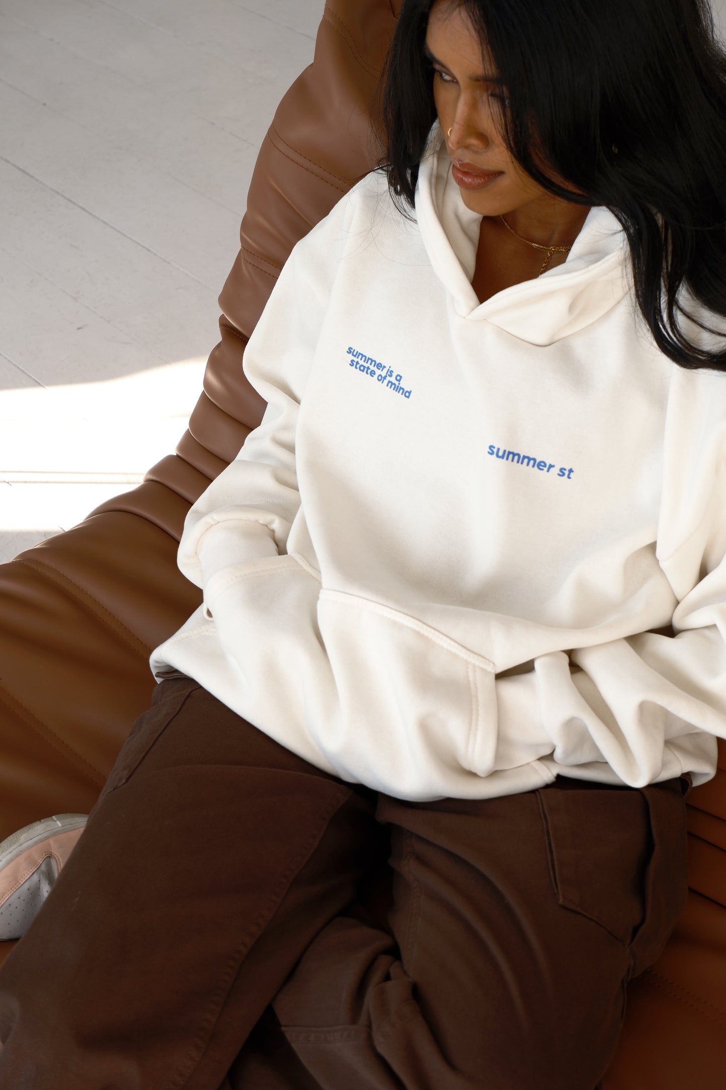 Boxy Unisex Oversized Hoodie - Cream