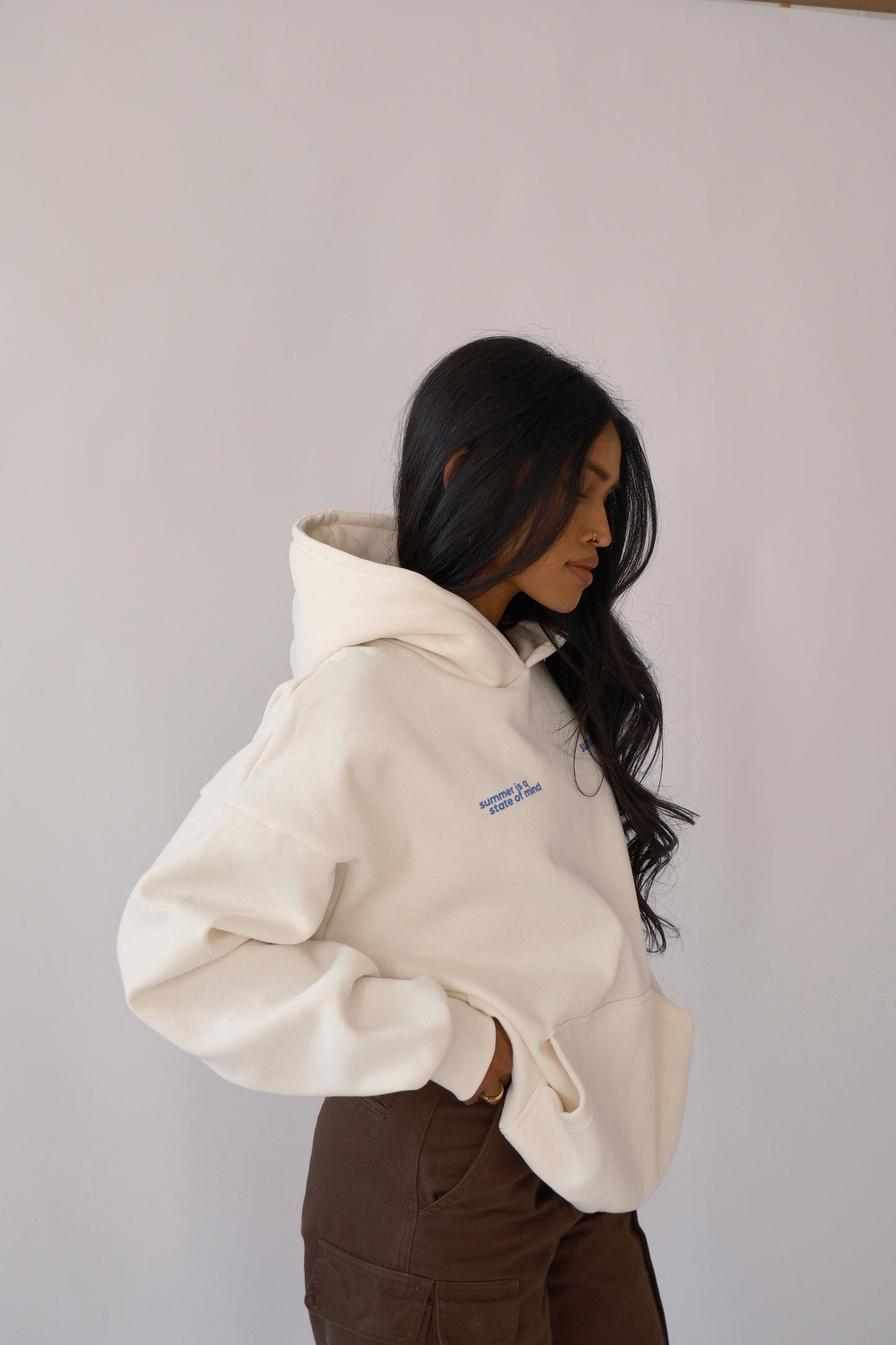 Boxy Unisex Oversized Hoodie - Cream