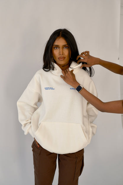 Boxy Unisex Oversized Hoodie - Cream